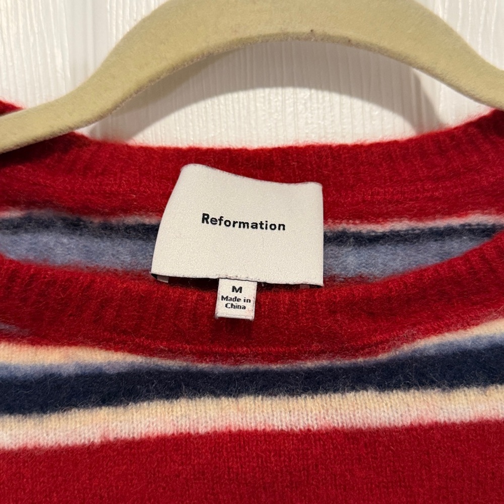 Reformation Cashmere Boyfriend Sweater Red Stripe - Picture 6 of 6